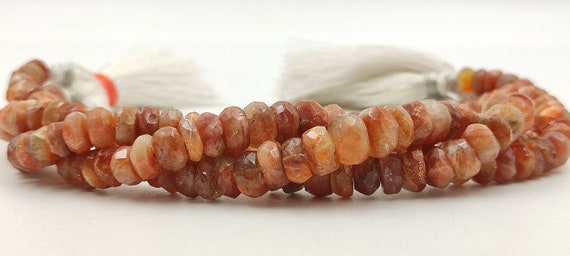 Natural Golden Sunstone Faceted Rondelle Shape Gemstone Beads,sunstone Micro Cut Faceted Beads,sunstone Beads For Jewelry Making Designs