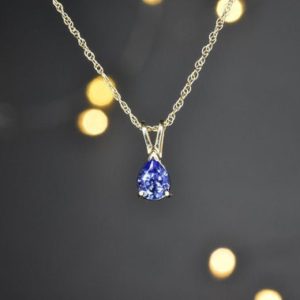 Shop Tanzanite Pendants! NATURAL TANZANITE NECKLACE, Birthday gift for her, Dainty gold tanzanite pendant, Pear shape tanzanite, Anniversary gift for wife, Push gift | Natural genuine Tanzanite pendants. Buy crystal jewelry, handmade handcrafted artisan jewelry for women.  Unique handmade gift ideas. #jewelry #beadedpendants #beadedjewelry #gift #shopping #handmadejewelry #fashion #style #product #pendants #affiliate #ad