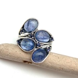 Shop Tanzanite Rings! Tanzanite Silver Ring Size 7, 8 / Multi Tanzanite Ring / Smooth Tanzanite / Tanzanite Statement Ring / Tanzanite / 925 Sterling | Natural genuine Tanzanite rings, simple unique handcrafted gemstone rings. #rings #jewelry #shopping #gift #handmade #fashion #style #affiliate #ad