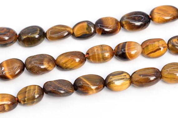 8-10mm Yellow Tiger Eye Beads Pebble Nugget Grade A Genuine Natural Gemstone Loose Beads 15.5" /7.5"bulk Lot Options (108561)