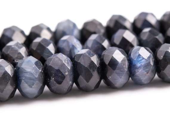 5-6x3-4mm Black Blue Tiger Eye Beads Grade Aa Genuine Natural Gemstone Faceted Rondelle Loose Beads 15.5" / 7.5" Bulk Lot Options (118456)