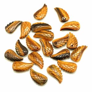11X6MM Tiger Eye Gemstone Yellow Cognac Carved Angel Wing Beads Bulk lot 2,6,12,24,48 (90187213-001) | Natural genuine other-shape Gemstone beads for beading and jewelry making.  #jewelry #beads #beadedjewelry #diyjewelry #jewelrymaking #beadstore #beading #affiliate #ad