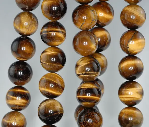 14mm Cognac Tiger Eye Gemstone Grade A Yellow Round Loose Beads 15.5 Inch Full Strand (90186188-734)