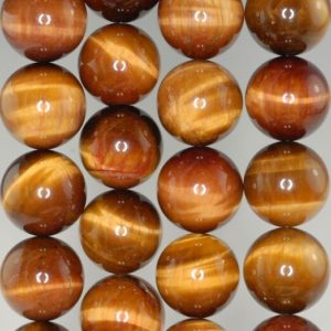 Shop Tiger Eye Round Beads! 16mm Cognac Tiger Eye Gemstone Grade AAA Brown Yellow Round Loose Beads 7.5 inch Half Strand (90186179-736) | Natural genuine round Tiger Eye beads for beading and jewelry making.  #jewelry #beads #beadedjewelry #diyjewelry #jewelrymaking #beadstore #beading #affiliate #ad