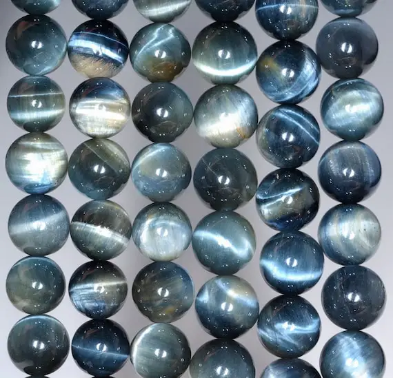 8mm Natural Blue Tiger Eye Gemstone Grade Aa Hawk Eye Round Loose Beads 7.5 Inch Half Strand (80002580 H-804)