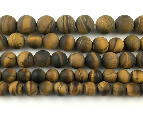 A Yellow Tiger Eye Matte Beads, Natural Gemstone Beads, Round Stone Beads 4mm 6mm 8mm 10mm 12mm 15''