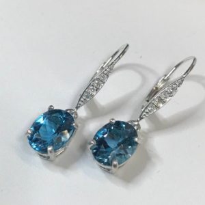 Shop Topaz Earrings! BEAUTIFUL 6ctw London Blue Topaz & White Topaz Sterling Silver Leverback Earrings Trending Jewelry Gift December Mom Wife Sister Fiancé | Natural genuine Topaz earrings. Buy crystal jewelry, handmade handcrafted artisan jewelry for women.  Unique handmade gift ideas. #jewelry #beadedearrings #beadedjewelry #gift #shopping #handmadejewelry #fashion #style #product #earrings #affiliate #ad