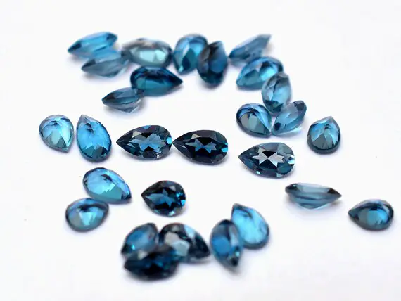 Aaa London Blue Topaz Pear Cut Stone | 3x4mm Pear Faceted Loose Gemstone | Genuine Fine Topaz Semi Precious Gemstone | Jewelry Making Stones