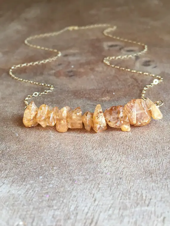 Raw Imperial Topaz Necklace Gold Or Sterling Silver - November Birthstone Necklace - Raw Crystal Necklace - Birthday Gift For Women Her