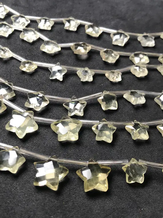 Natural Lemon Topaz Star Cut Broilettes Beads, 11-12 Mm Approx Topaz Star Cut 8 Inches Strand An Amazing Item