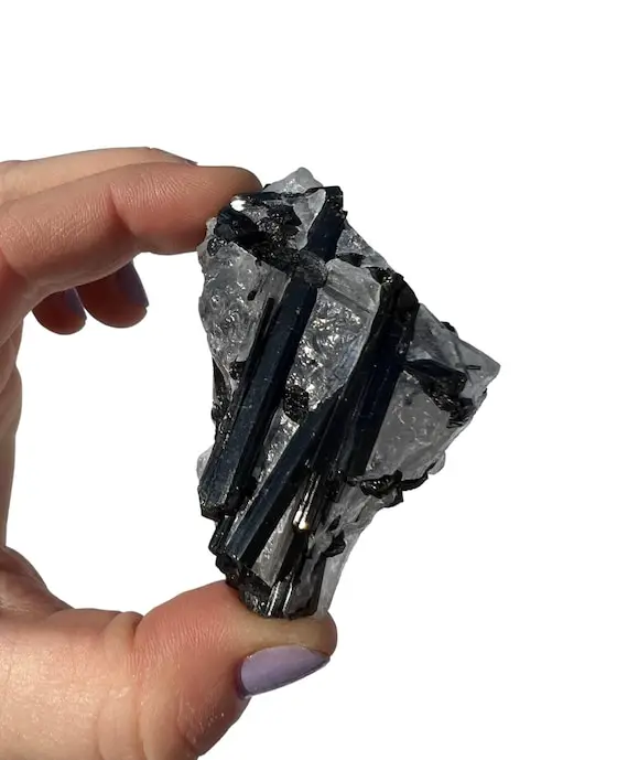 Raw Tourmalinated Quartz Crystal (0.5" - 3.5") Raw Black Tourmaline Stone - Quartz Crystal - Black Tourmaline Rough - Tourmalated Quartz