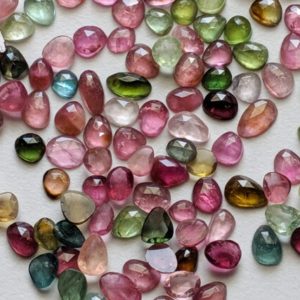 4-7mm Multi Tourmaline Rose Cut Cabochons, Tourmaline Free Form Shape Faceted Rose Cut Flat Back Cabochons (5 Cts To 10 Cts Options)- PDG224 | Natural genuine stones & crystals in various shapes & sizes. Buy raw cut, tumbled, or polished gemstones for making jewelry or crystal healing energy vibration raising reiki stones. #crystals #gemstones #crystalhealing #crystalsandgemstones #energyhealing #affiliate #ad