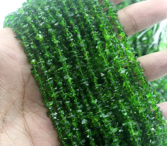 16" Long Aaa Quality 1 Strand Natural Chrome Tourmaline ,smooth Uncut Chips Beads,size 3-5 Mm Making Jewelry, Uncut Beads Wholesale Price