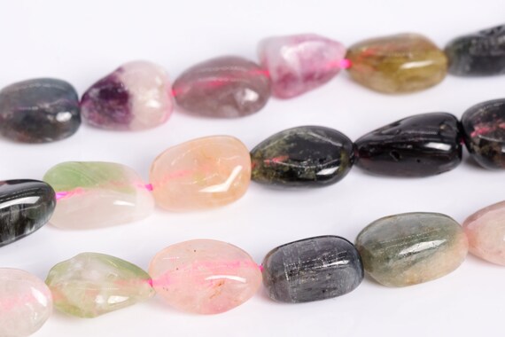 8-10mm Multicolor Tourmaline Beads Pebble Nugget A Genuine Natural Gemstone Full Strand Loose Beads 15.5" Bulk Lot Options (108040-2621)
