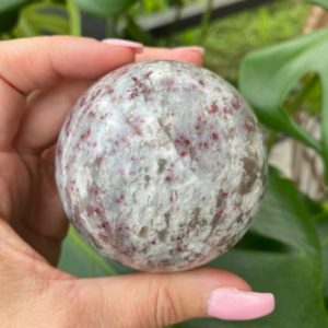 Shop Tourmaline Shapes! Rubellite sphere, red tourmaline in feldspar | Natural genuine stones & crystals in various shapes & sizes. Buy raw cut, tumbled, or polished gemstones for making jewelry or crystal healing energy vibration raising reiki stones. #crystals #gemstones #crystalhealing #crystalsandgemstones #energyhealing #affiliate #ad