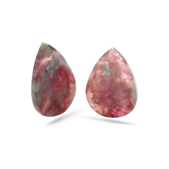 Super Rare Natural Paraiba Tourmaline Smooth Pear Slice Loose Gemstone, 30x43 Mm, Jewelry Making Gemstone, Pair ( 2 Pieces )