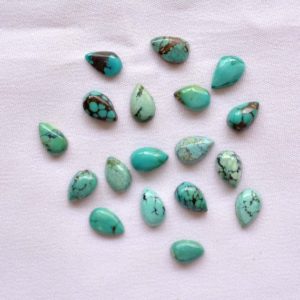 Shop Turquoise Cabochons! Natural Tibetan Turquoise Cabochons, Turquoise Loose Gemstone, Tibetan Turquoise Pear Shape Cabochon, 5 Pieces Lot, 5x8mm | Natural genuine stones & crystals in various shapes & sizes. Buy raw cut, tumbled, or polished gemstones for making jewelry or crystal healing energy vibration raising reiki stones. #crystals #gemstones #crystalhealing #crystalsandgemstones #energyhealing #affiliate #ad