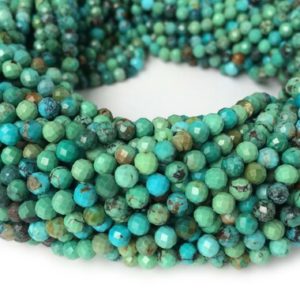 Shop Turquoise Faceted Beads! 15.5" 4mm Natural HuBei turquoise round micro faceted beads, green blue multi color gemstone jewelry beads YGLO | Natural genuine faceted Turquoise beads for beading and jewelry making.  #jewelry #beads #beadedjewelry #diyjewelry #jewelrymaking #beadstore #beading #affiliate #ad