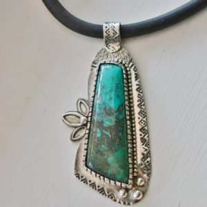 Shop Turquoise Pendants! Turquoise Pendant, Sterling Silver Pendant, Southwestern Style, Hammered Silver Pendant, Metalsmith | Natural genuine Turquoise pendants. Buy crystal jewelry, handmade handcrafted artisan jewelry for women.  Unique handmade gift ideas. #jewelry #beadedpendants #beadedjewelry #gift #shopping #handmadejewelry #fashion #style #product #pendants #affiliate #ad