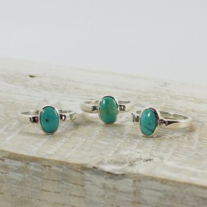 Shop Turquoise Rings! Tiny turquoise ring oval shape turquoise cabochon set on 925e sterling silver, handmade | Natural genuine Turquoise rings, simple unique handcrafted gemstone rings. #rings #jewelry #shopping #gift #handmade #fashion #style #affiliate #ad