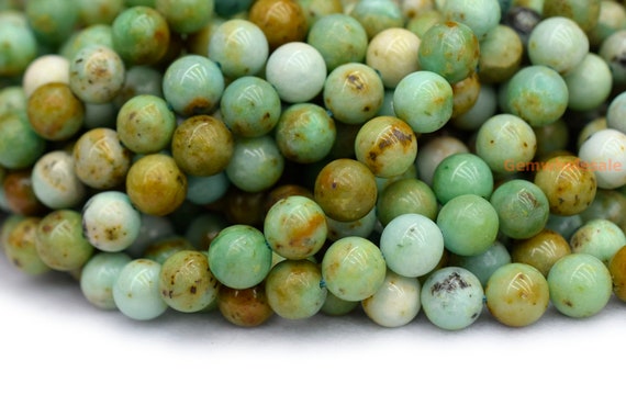 15.5" 6mm/8mm/10mm Natural Mongolian Turquoise Round Beads, Multi Green Color Jewelry Beads, Natural Turquoise Beads Qgco
