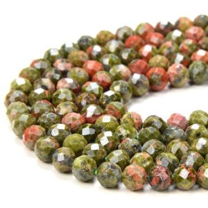 Shop Unakite Faceted Beads! Natural Unakite Gemstone Grade AA Micro Faceted Round 3MM 4MM Loose Beads 15 inch Full Strand (P53) | Natural genuine faceted Unakite beads for beading and jewelry making.  #jewelry #beads #beadedjewelry #diyjewelry #jewelrymaking #beadstore #beading #affiliate #ad
