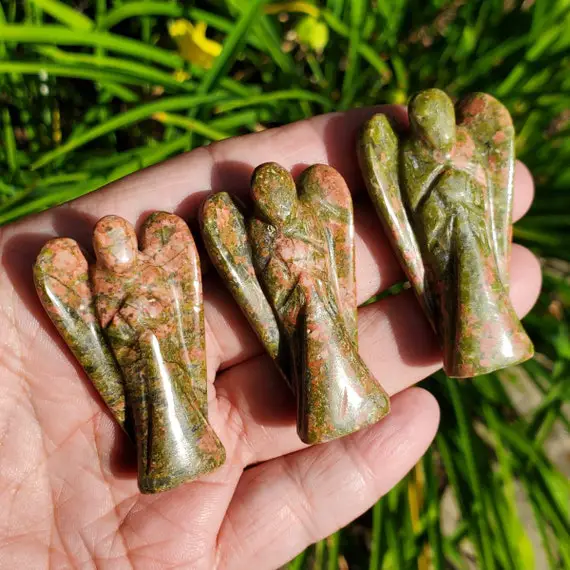 Unakite Crystal Stone Angels For Grounding And Balance, Heart Chakra Crystal, Transformation Stone, Healing Angel Crystals And Stones, (2")