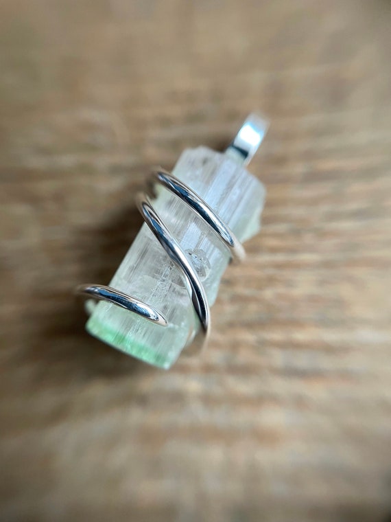 Watermelon Tourmaline Crystal In Sterling Silver Pendant