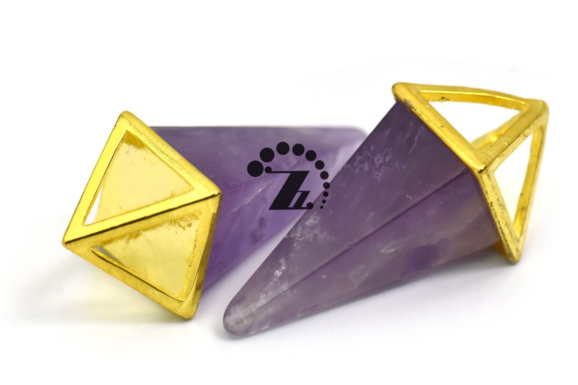 5 Pcs Of Amethyst Tetrahedron Point Pendant Bead,charms,tower,spike Pendants,chakra,reiki,healing Pendants,17x43mm