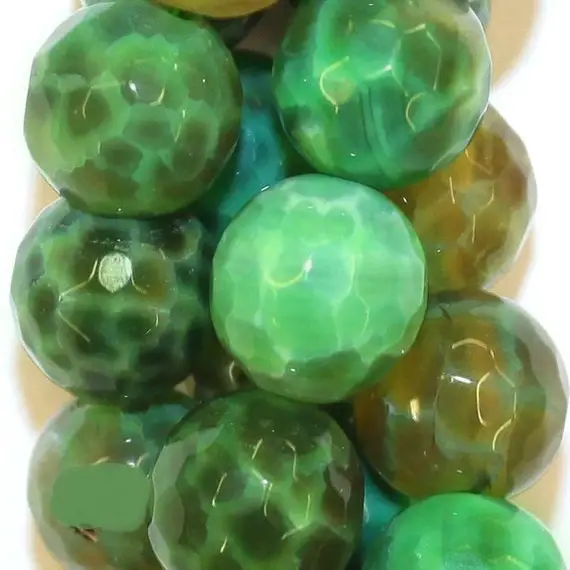 Faceted Crackle Agate  Beads - Round 10 Mm Gemstone Beads - Full Strand 15", 38 Beads