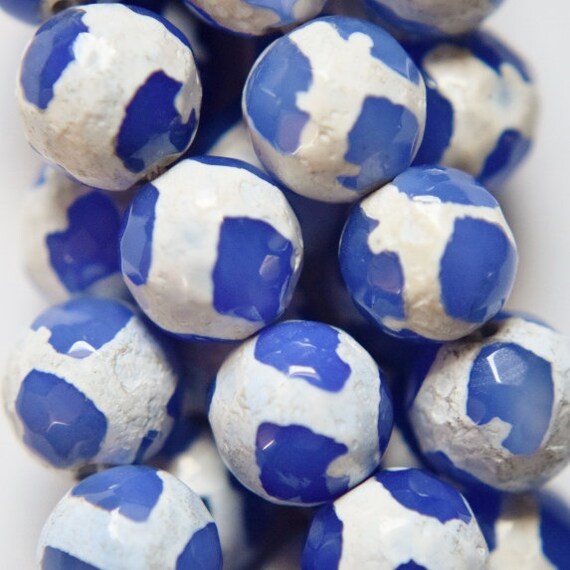 Tibetan Agate Faceted Beads - Round 10 Mm Gemstone Beads - Full Strand 15", 38 Beads, Item 10