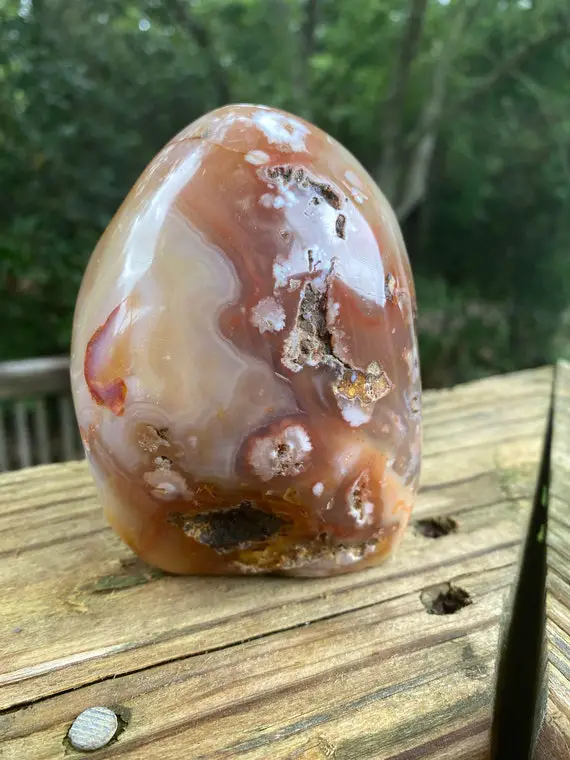 Xl Cherry Blossom Agate Freeform With Natural Vugs - Reiki Energy Infused Sakura Agate - Flower Agate Crystal -raise Your Vibration!