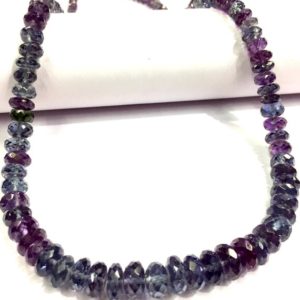 Shop Alexandrite Necklaces! Extremely Beautiful~~Great Sparkling~~Alexandrite Faceted Rondelle Beads Alexandrite Gemstone Beads Alexandrite Beads Necklace. | Natural genuine Alexandrite necklaces. Buy crystal jewelry, handmade handcrafted artisan jewelry for women.  Unique handmade gift ideas. #jewelry #beadednecklaces #beadedjewelry #gift #shopping #handmadejewelry #fashion #style #product #necklaces #affiliate #ad