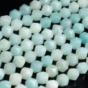 Shop Amazonite Beads! Genuine Natural Blue Green Amazonite Loose Beads Grade A Star Cut Faceted Shape 5-6mm 7-8mm 9-10mm | Natural genuine beads Amazonite beads for beading and jewelry making.  #jewelry #beads #beadedjewelry #diyjewelry #jewelrymaking #beadstore #beading #affiliate #ad