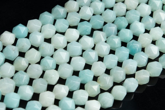 Genuine Natural Blue Green Amazonite Loose Beads Grade A Star Cut Faceted Shape 5-6mm 7-8mm 9-10mm