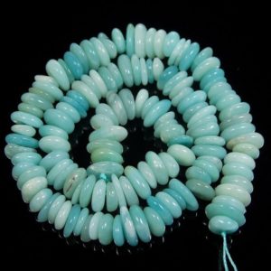 gem semiprecious Natural Amazonite Freeform Rondelle Disk Beads, Spacer Loose Stone beads,  Jewelry beads 3-5×8-13mm, 15'' strand | Natural genuine rondelle Amazonite beads for beading and jewelry making.  #jewelry #beads #beadedjewelry #diyjewelry #jewelrymaking #beadstore #beading #affiliate #ad