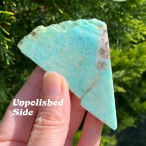 Shop Amazonite Shapes! AMAZONITE Crystal Slab 3" – One Face Polished – From Madagascar – 75g | Natural genuine stones & crystals in various shapes & sizes. Buy raw cut, tumbled, or polished gemstones for making jewelry or crystal healing energy vibration raising reiki stones. #crystals #gemstones #crystalhealing #crystalsandgemstones #energyhealing #affiliate #ad