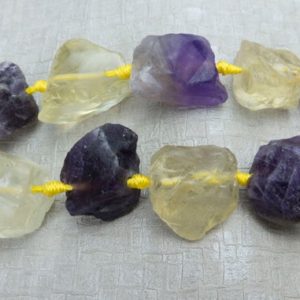 lemon quartz and amethyst gemstone raw stone – knotted gemstone necklace beads – purple necklace beads – yellow stone jewelry beads -15inch | Natural genuine beads Gemstone beads for beading and jewelry making.  #jewelry #beads #beadedjewelry #diyjewelry #jewelrymaking #beadstore #beading #affiliate #ad