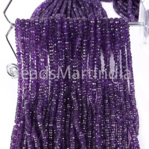 Shop Amethyst Faceted Beads! 4-4.5mm Amethyst Faceted Rondelle Beads, Amethyst Faceted Beads, Amethyst Rondelle Beads, Purple Amethyst Rondelle Beads, Amethyst Beads | Natural genuine faceted Amethyst beads for beading and jewelry making.  #jewelry #beads #beadedjewelry #diyjewelry #jewelrymaking #beadstore #beading #affiliate #ad