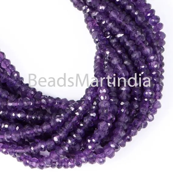 Faceted Amethyst Rondelle Beads, Amethyst Faceted Rondelle Shape Beads, Amethyst Beads, Amethyst 5.50-6mm