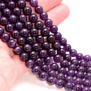 Shop Amethyst Round Beads! 8mm Dark Amethyst Gemstone Grade Aaa Purple Round 8mm Beads 7.5 inch Half Strand LOT 1,2 and 6 (90191622-813) | Natural genuine round Amethyst beads for beading and jewelry making.  #jewelry #beads #beadedjewelry #diyjewelry #jewelrymaking #beadstore #beading #affiliate #ad