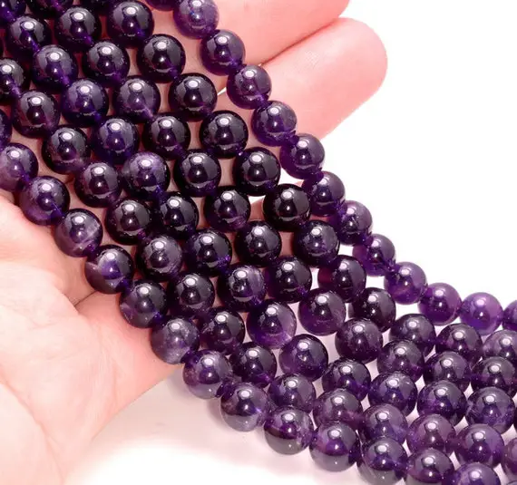8mm Dark Amethyst Gemstone Grade Aaa Purple Round 8mm Beads 7.5 Inch Half Strand Lot 1,2 And 6 (90191622-813)