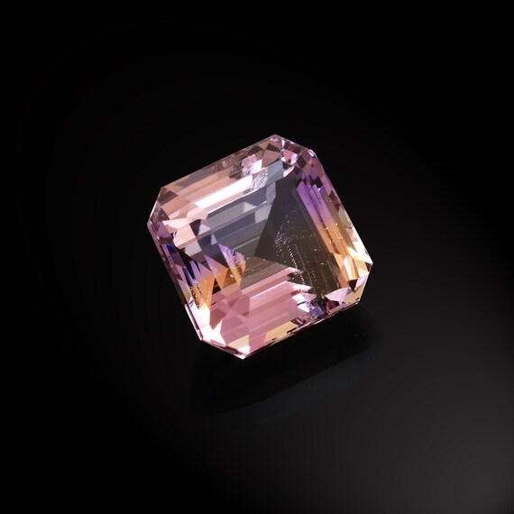 15.25 Carats - Natural Ametrine Gemstone 14x14mm Loose Square Cut Stone | Aaa+ Bi-color Ametrine Semi Precious Gemstone Faceted Ascher Cut