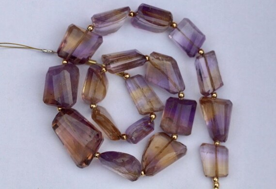 Natural, 18 Pieces Faceted Ametrine Nuggets Briolette Gemstone Beads 5x12--11x20 Mm App... Purple Ametrine, Ametrine Gemstone, Wholesale