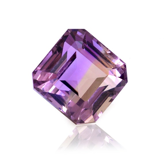 Natural Aaa+ Ametrine Gemstone Square Cut Stone | Bi-color Ametrine Semi Precious Gemstone Faceted Loose Asscher Cut Piece For Jewelry
