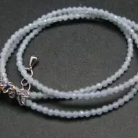 Lightweight Gem Sparkly Faceted Blue-grey Angelite (anhydrite) Tiny 2mm Round Beads Necklace From Peru | Natural genuine Gemstone jewelry. Buy crystal jewelry, handmade handcrafted artisan jewelry for women.  Unique handmade gift ideas. #jewelry #beadedjewelry #beadedjewelry #gift #shopping #handmadejewelry #fashion #style #product #jewelry #affiliate #ad