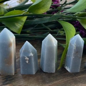 Angelite, Angelite Point, Qty. 1 | Natural genuine stones & crystals in various shapes & sizes. Buy raw cut, tumbled, or polished gemstones for making jewelry or crystal healing energy vibration raising reiki stones. #crystals #gemstones #crystalhealing #crystalsandgemstones #energyhealing #affiliate #ad