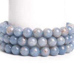 Shop Angelite Beads! Natural Blue Angelite Gemstone Grade A Round 5-6mm 8mm  9-10mm  Loose Beads | Natural genuine round Angelite beads for beading and jewelry making.  #jewelry #beads #beadedjewelry #diyjewelry #jewelrymaking #beadstore #beading #affiliate #ad