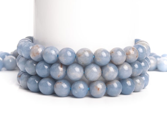 Natural Blue Angelite Gemstone Grade A Round 5-6mm 8mm  9-10mm  Loose Beads
