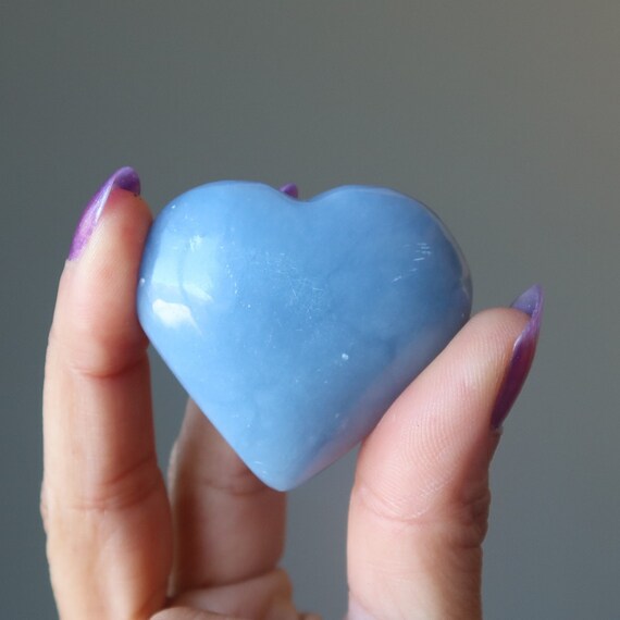 Angelite Heart Blue Wave Of Love Vibration Crystal Healing Gemstone